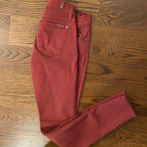 7 for all mankind red jeans skinny